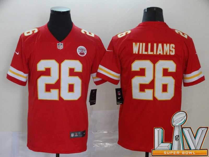 Super Bowl LV 2021 Men Kansas City Chiefs 26 Williams Red Nike Vapor Untouchable Limited NFL Jersey